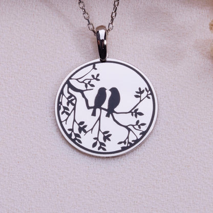 Love Birds Necklace–Dainty Couples Pendant,Custom Bird Necklace,Unique Anniversary Jewelry, Delicate Statement Necklace,Animal-Inspired Gift