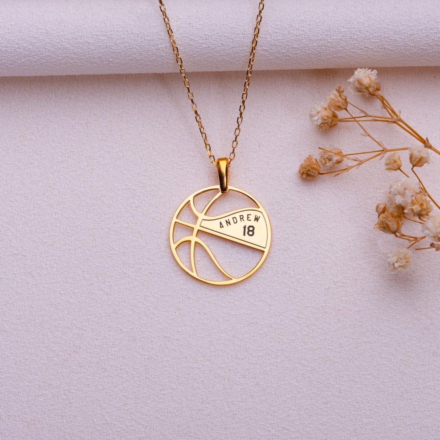 Basketball Name Necklace • Gold Silver Nameplate Jewelry • Personalized Number Bar Necklace for Men Women•Basketball Mom Gift•Sports Jewelry