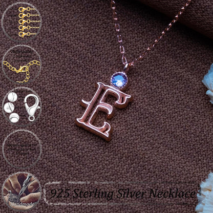 Custom Initial Birthstone Necklace – Personalized Silver Charm, Letter Pendant Jewelry, Birthstone Gift for Her, Handmade Birthday Gift Idea