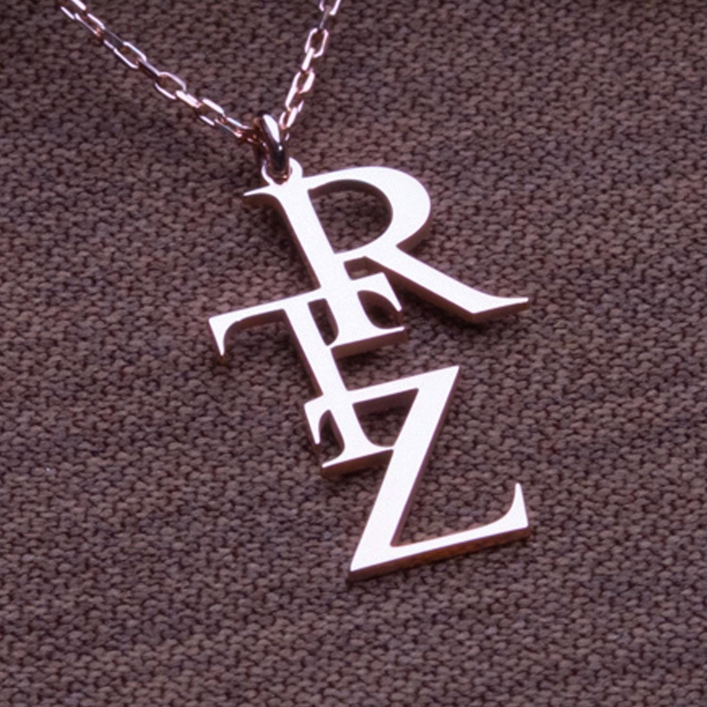 Custom Initial Letter Necklace – Stacked Monogram Pendant, Personalized Rose Gold Necklace with 4 Letters, Gift for Her, Minimalist Jewelry