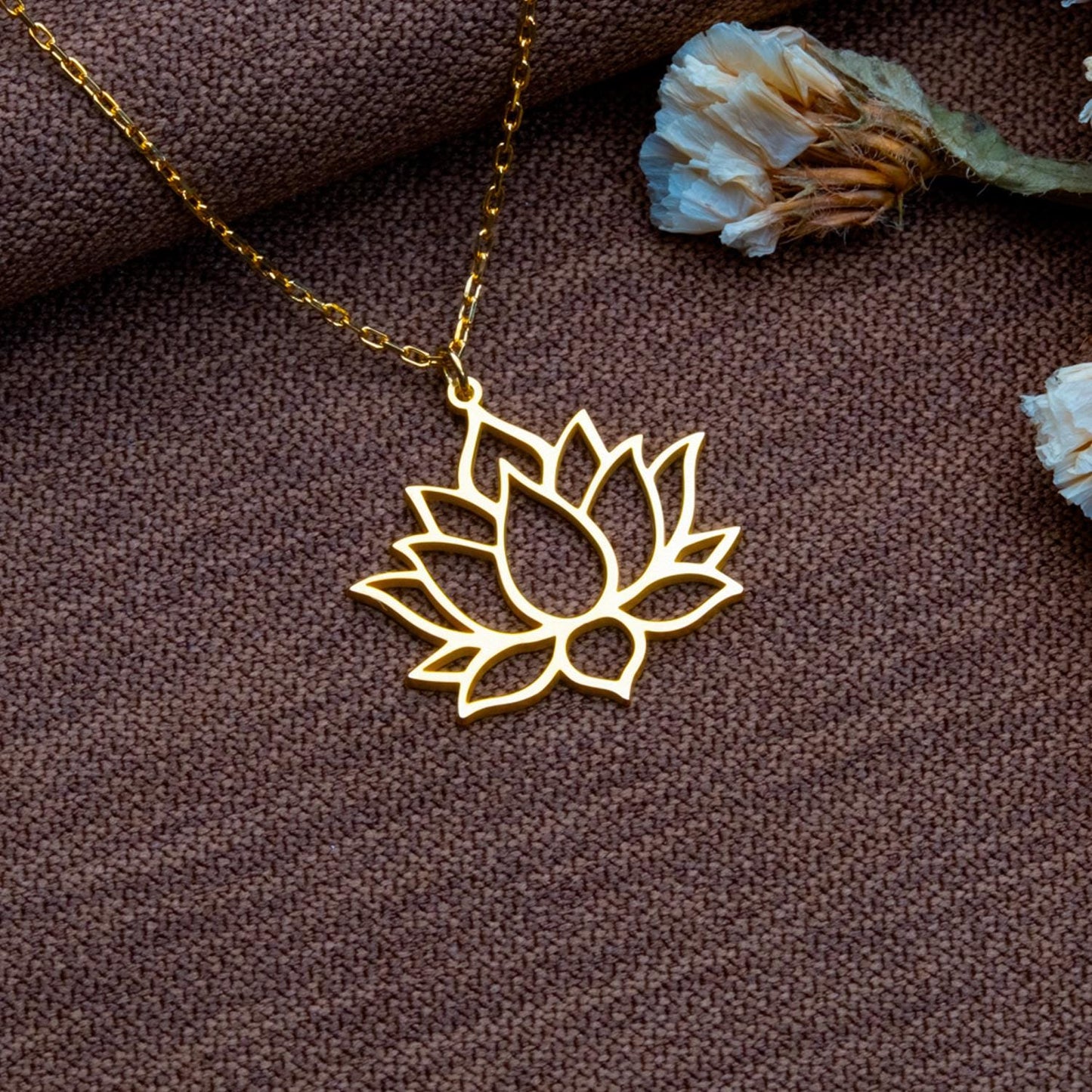 Yoga Lotus Flower Necklace – 925 Sterling Silver Mandala Jewelry, Minimal Boho Pendant for Women, Spiritual Gift,Handmade Necklace, Gift Box