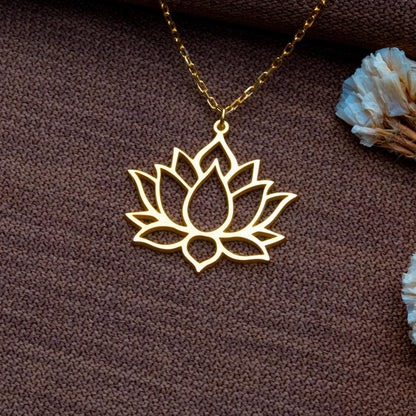 Yoga Lotus Flower Necklace – 925 Sterling Silver Mandala Jewelry, Minimal Boho Pendant for Women, Spiritual Gift,Handmade Necklace, Gift Box