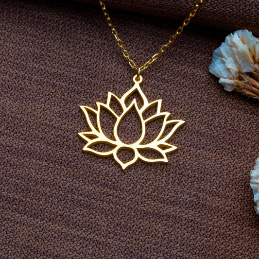 Yoga Lotus Flower Necklace – 925 Sterling Silver Mandala Jewelry, Minimal Boho Pendant for Women, Spiritual Gift,Handmade Necklace, Gift Box