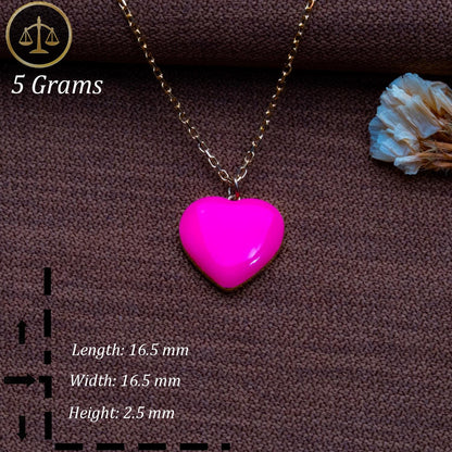 Yellow Puffy Heart Pendant Necklace – Gold-Plated Handmade Silver Charm,Dainty Love Jewelry Gift for Her,Minimalist Heart Necklace for Women