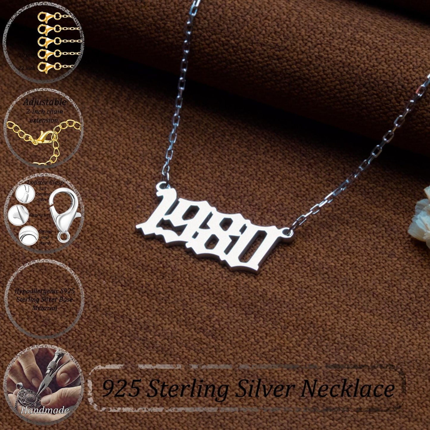 Personalized Year Necklace, Birth Year Jewelry, Custom Necklace, Engraved Gift, Initial Necklace, Memorial, Anniversary,Personalized Jewelry