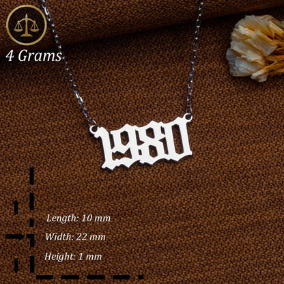 Personalized Year Necklace, Birth Year Jewelry, Custom Necklace, Engraved Gift, Initial Necklace, Memorial, Anniversary,Personalized Jewelry