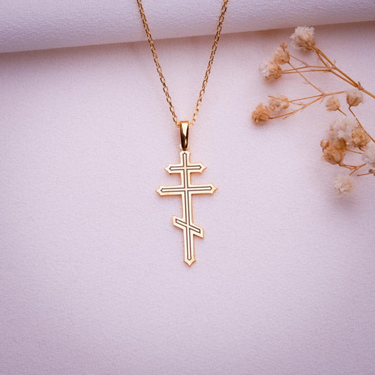 Dainty Cross Necklace • Gold Silver or Rose Gold Cross Pendant • Small Jesus Necklace for Women or Men • Sideways Cross Gift for Her or Him