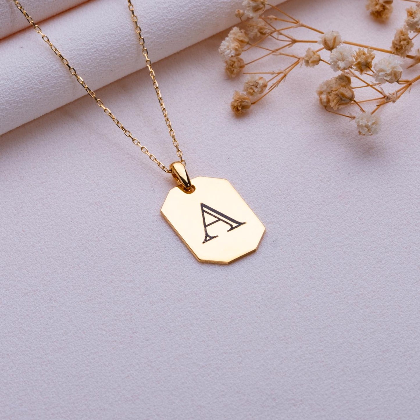 Engraved Initial Bar Necklace • Personalized Silver Nameplate Jewelry • Custom Letter Pendant • 925 Sterling Silver Gift for Her Him