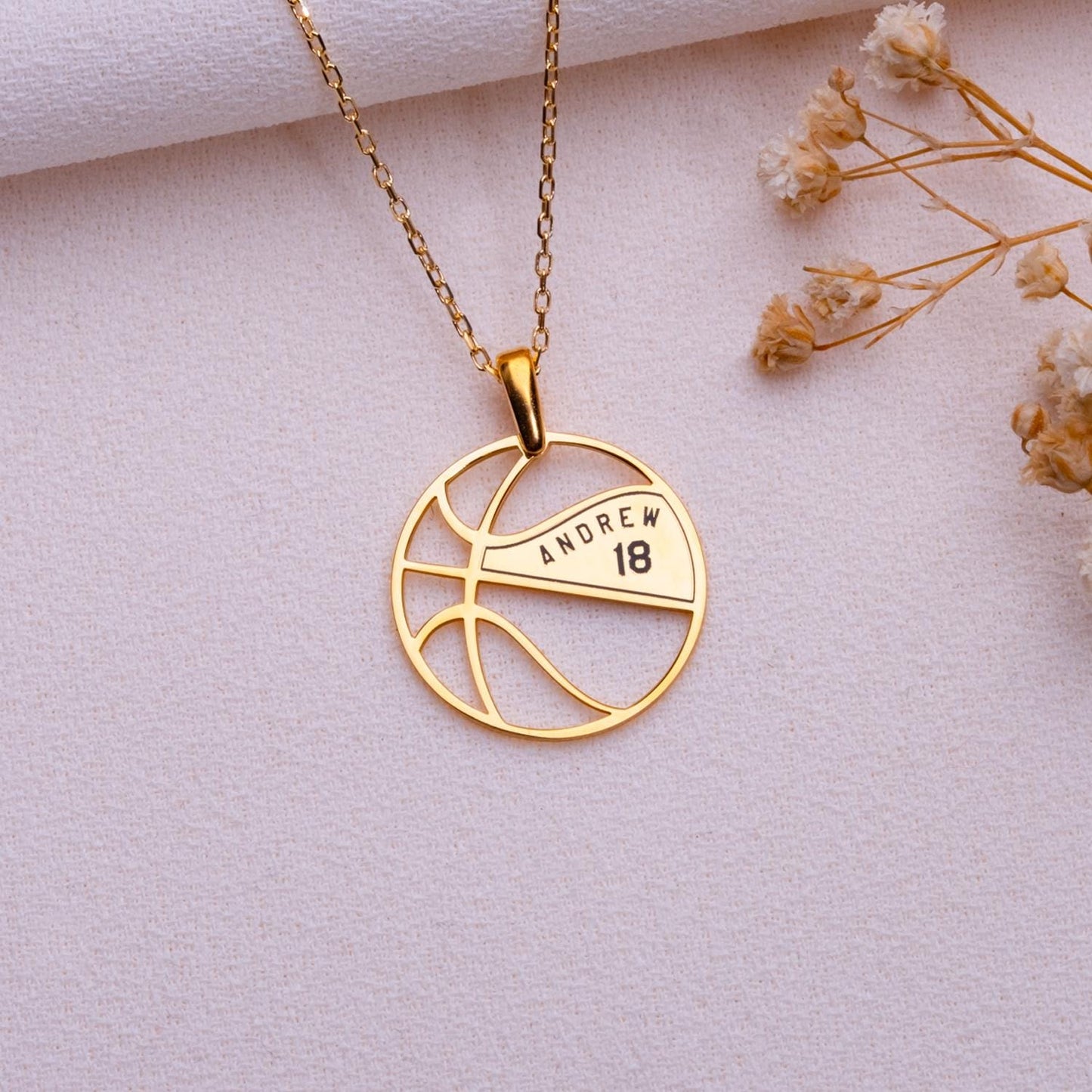 Basketball Name Necklace • Gold Silver Nameplate Jewelry • Personalized Number Bar Necklace for Men Women•Basketball Mom Gift•Sports Jewelry