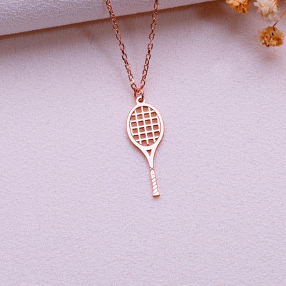 Tennis Racket Necklace • Personalized Pendant for Tennis Player, Coach, or Mom • Custom Sterling Silver Charm Jewelry • Gift for Women.