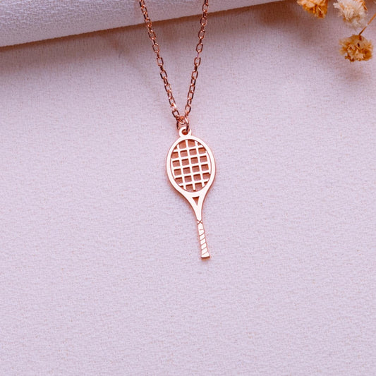 Tennis Racket Necklace • Personalized Pendant for Tennis Player, Coach, or Mom • Custom Sterling Silver Charm Jewelry • Gift for Women.