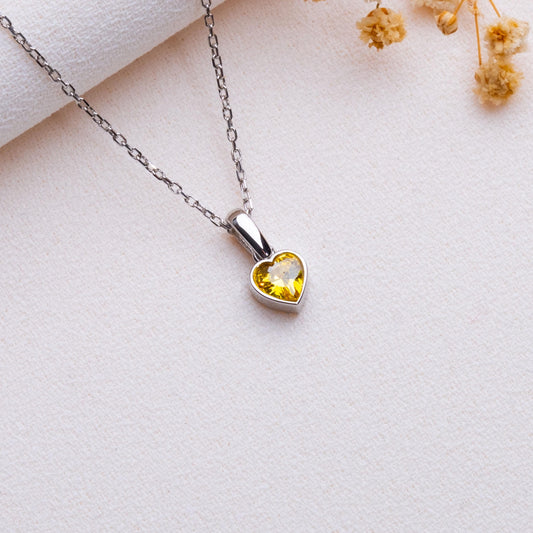 Heart Birthstone Necklace • Minimalist Jewelry • Personalized Heart Gemstone Pendant • Custom Gift for Her - Bridesmaid or Anniversary Gift