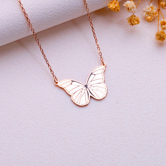 Butterfly Necklace • Memorial or Birthday Gift for Her • Minimalist Gold or Sterling Silver Jewelry •Handmade Pendant•Bridesmaid or Mom Gift