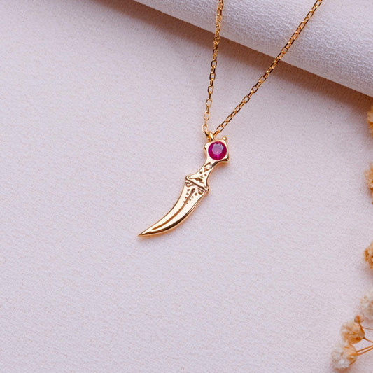 Dagger Birthstone Necklace – Medieval Sword Pendant,Personalized Gift for Her, August November December Birthstone Jewelry,Birthday Necklace