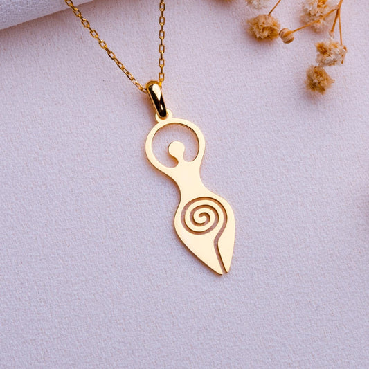 Spiral Goddess Necklace, Hecate Pendant, Gothic Spiral Jewelry, Handmade Personalized Gift, Yoga Charm Necklace, Gift for Her-handmade