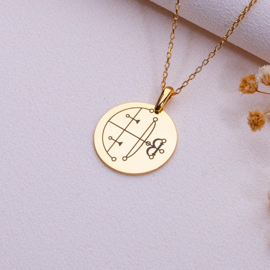 Aim Sigil Pendant – Lucifer Protection Necklace, Custom Occult Jewelry, Silver Goth Amulet, Supernatural Gift, Halloween Magik Necklace