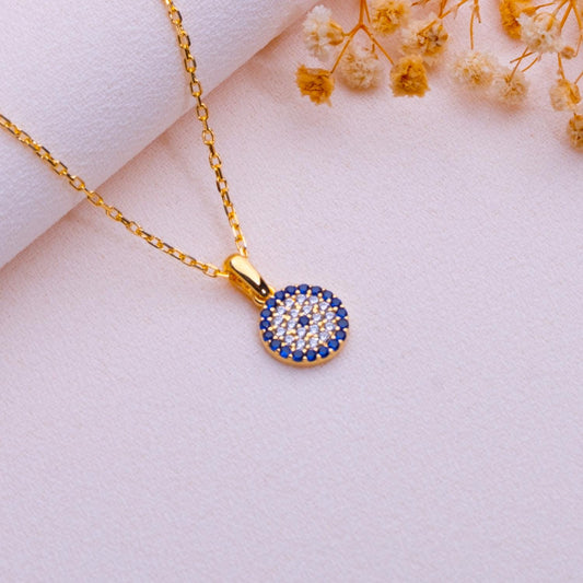 Silver Evil Eye Pendant Necklace – Handmade Minimalist Jewelry,Crystal Protection Necklace, Delicate Gift for Women, Evil Eye Necklace Charm