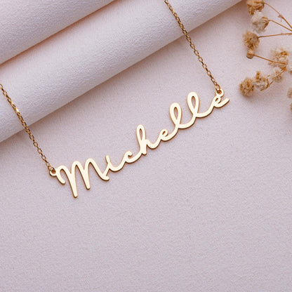 Custom Name Necklace,Personalized Name Plate Jewelry,Gold or Silver Name Logo Necklace,Gift for Her,Birthday Gift,Kids Necklace.Handmade