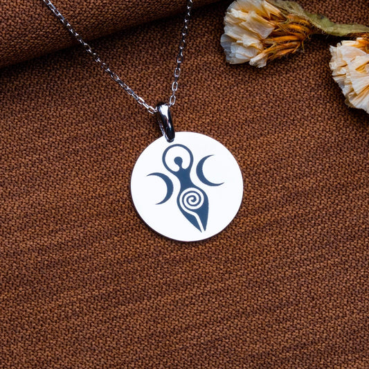 Spiral Goddess Necklace,Wiccan Symbol Pendant,Pagan Wicca Jewelry,Handmade CustomGift,Birthday,Galentine Gift,Personalized Jewelry Gift Idea