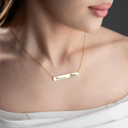 Bar Necklace - Custom Gold Name Bar Necklace, Personalized Mom Jewelry, New Mom Gift, Necklace for Mom, Mother's Day Gift, Gifts for Mom