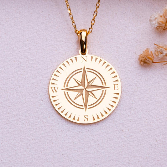 Compass Necklace • Compass Pendant • Silver Charm Necklace • Locket Necklace•North Star Jewelry•Coordinate Gift for Him•Mens Womens Compass
