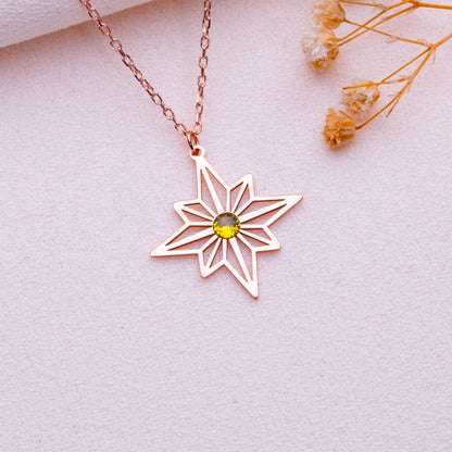 Star Birth Month Necklace • Zodiac Sign Jewelry • Birthstone Necklace • Personalized Birthday Gift for Mom • Custom Birth Month Star Pendant