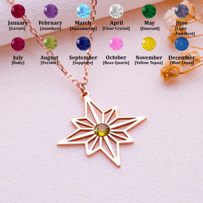 Star Birth Month Necklace • Zodiac Sign Jewelry • Birthstone Necklace • Personalized Birthday Gift for Mom • Custom Birth Month Star Pendant