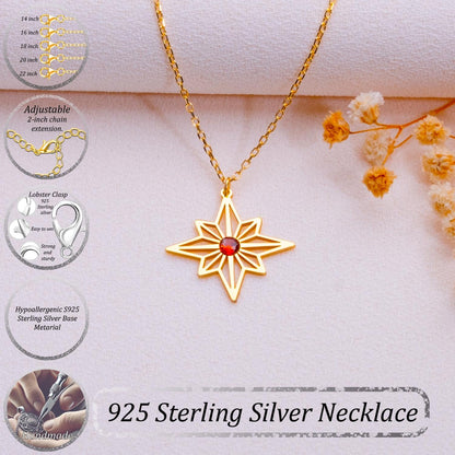 Star Birth Month Necklace • Zodiac Sign Jewelry • Birthstone Necklace • Personalized Birthday Gift for Mom • Custom Birth Month Star Pendant