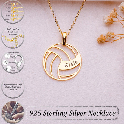 Personalized Volleyball Name Necklace • Custom Sports Pendant • Dainty Name Plate Jewelry-Gift for Volleyball Mom-Personalized Gift for Her.