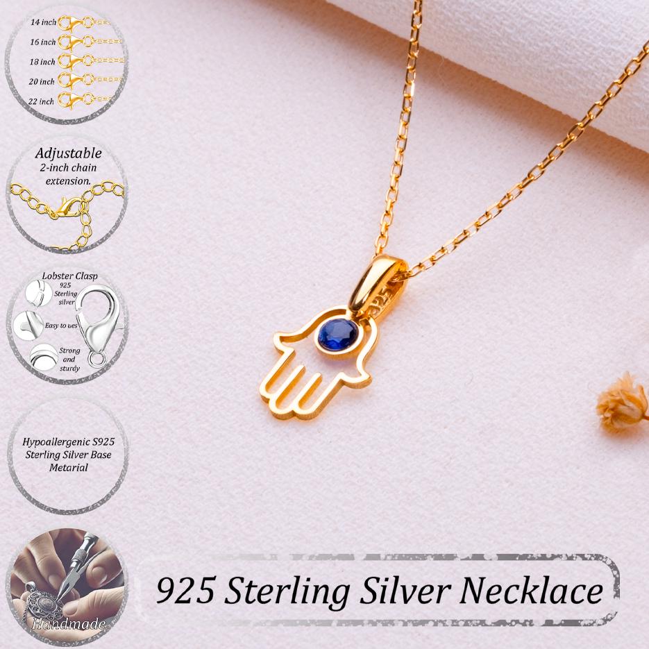Hamsa Hand Necklace-Gold Evil Eye Pendant-Blue Stone Protection Jewelry-Spiritual Gift for Her-Minimalist Hamsa Charm Necklace-handmade gift