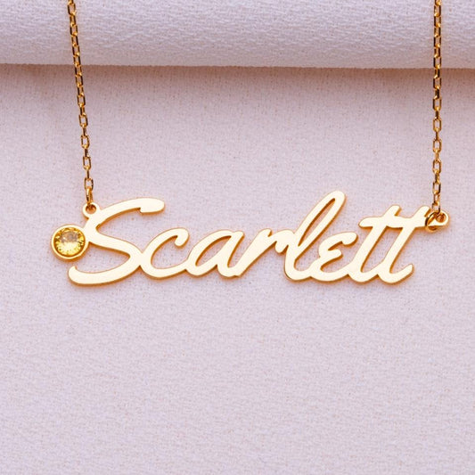 Name Necklace for Mom • Ruby Birthstone Jewelry • Birth Month Charm • Personalized Gift for Her • Custom Handmade Minimalist Pendant