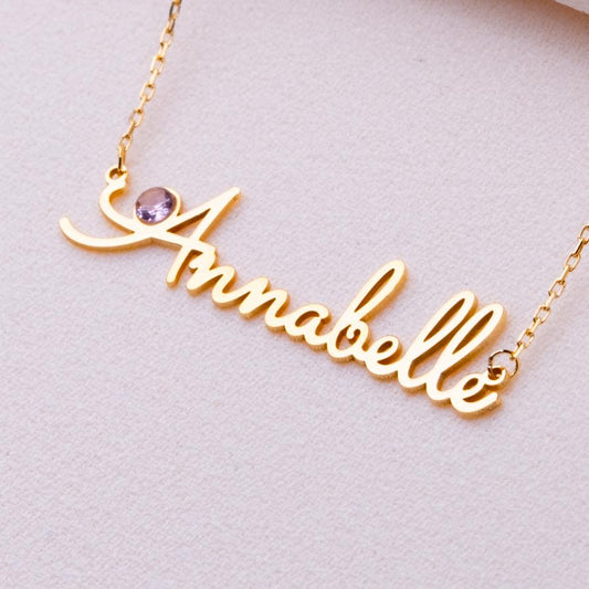 Kids Name Necklace • Alexandrite Birthstone Pendant • Personalized Valentine Gift • Dainty Custom Jewelry • Gift for Mom or Her