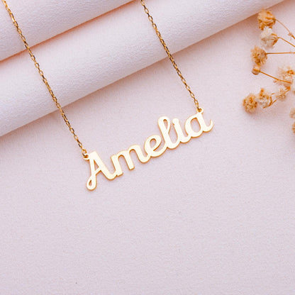Name Jewelry for Women • Personalized Silver or Gold Necklace • Handmade Gift for Mom-Minimalist Custom Charm Necklace-silver handmade gift
