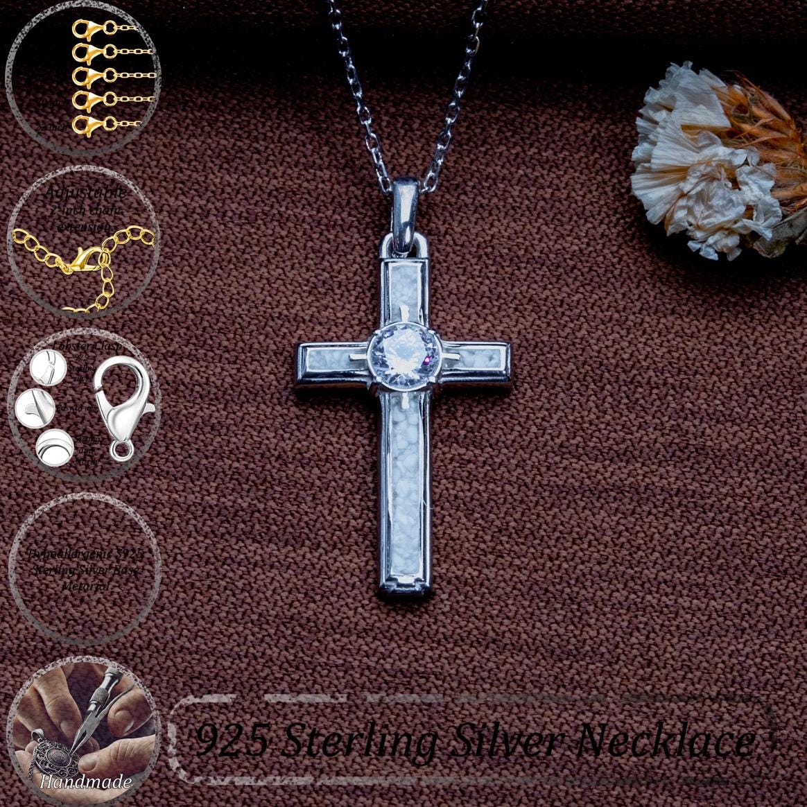 Moonstone Cross Necklace • Large Cross Pendant • Gold or Silver Moonstone Jewelry • Christian Gemstone Necklace • Jesus Pendant•Gift for Her