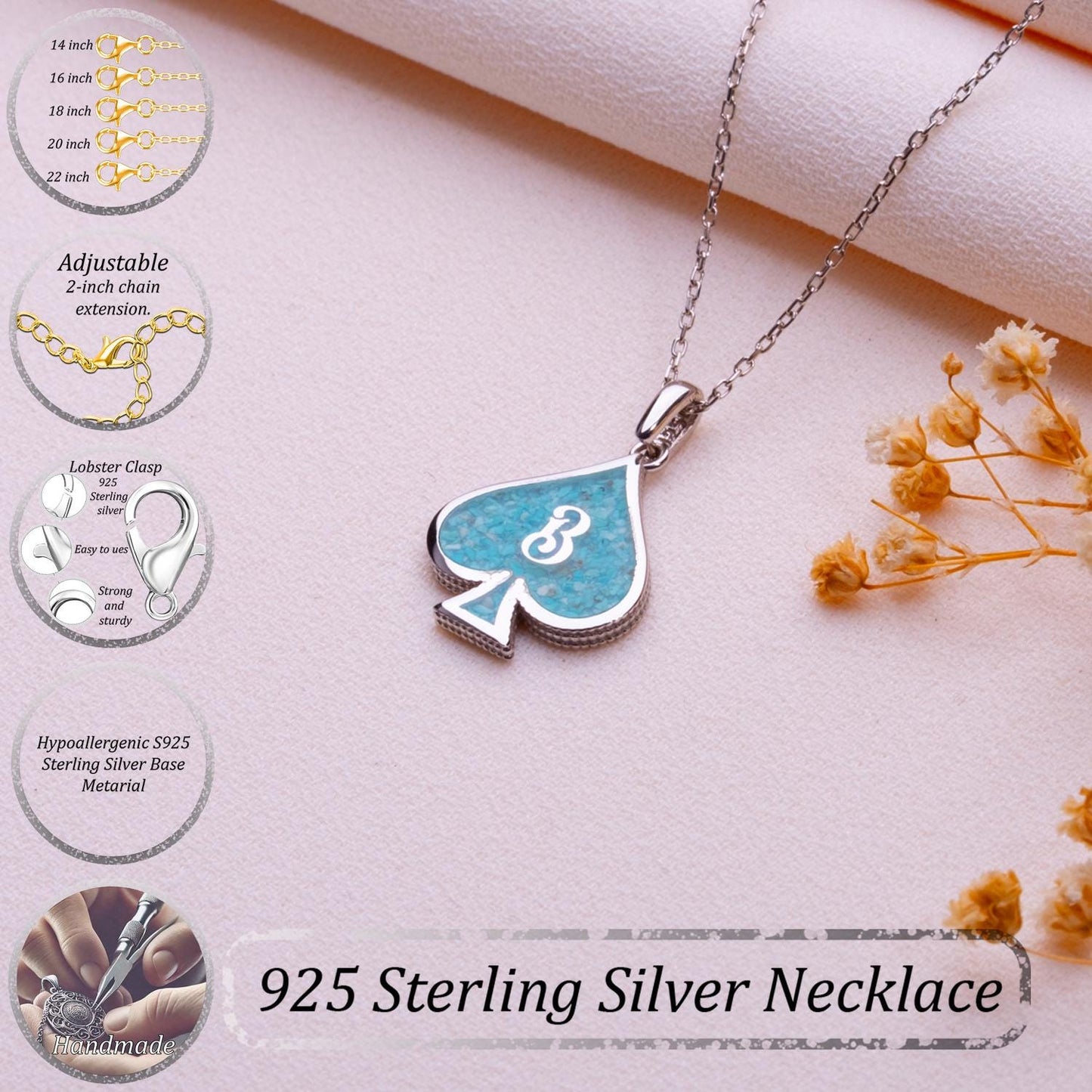 Turquoise Initial Necklace-Pearl Choker-Vintage Delicate Pendant-Custom Silver Letter Jewelry-Handmade Ocean Agate Charm-Natural Stone Gift