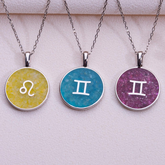 Natural Stone Astrology Gift Necklace-Virgo Taurus Sagittarius Jewelry,Horoscope Birthstone Pendant-Zodiac Birthday Gift for Her-Celestial
