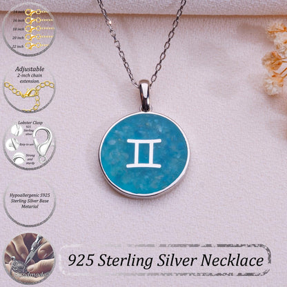 Natural Stone Astrology Gift Necklace-Virgo Taurus Sagittarius Jewelry,Horoscope Birthstone Pendant-Zodiac Birthday Gift for Her-Celestial