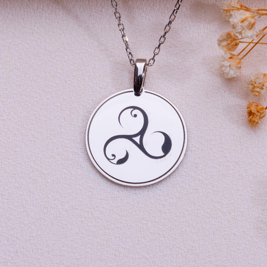 Triskele Necklace - Celtic Spiral Pendant,Triskelion Jewelry,Norse Viking Amulet, Stainless Steel or Silver,Pagan Wiccan Gift for Her or Him