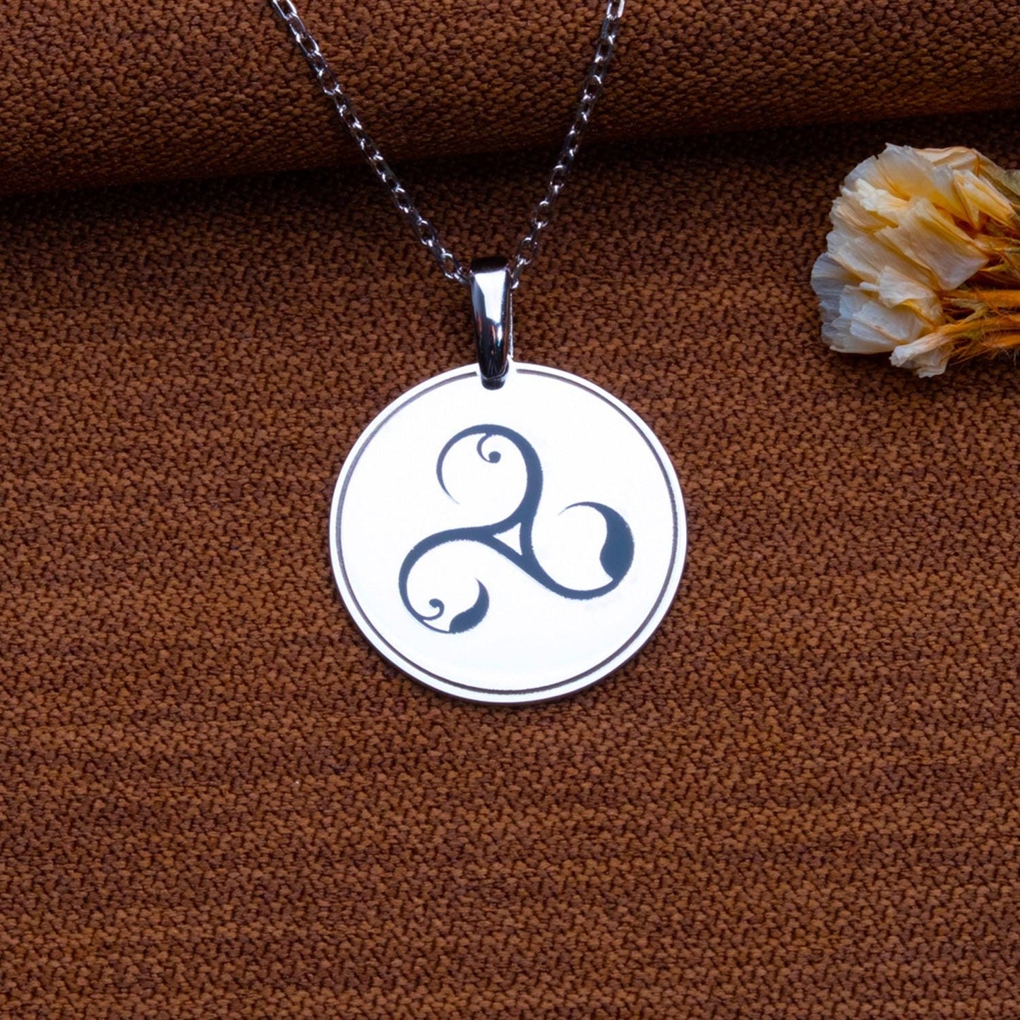 Triskele Necklace - Celtic Spiral Pendant,Triskelion Jewelry,Norse Viking Amulet, Stainless Steel or Silver,Pagan Wiccan Gift for Her or Him
