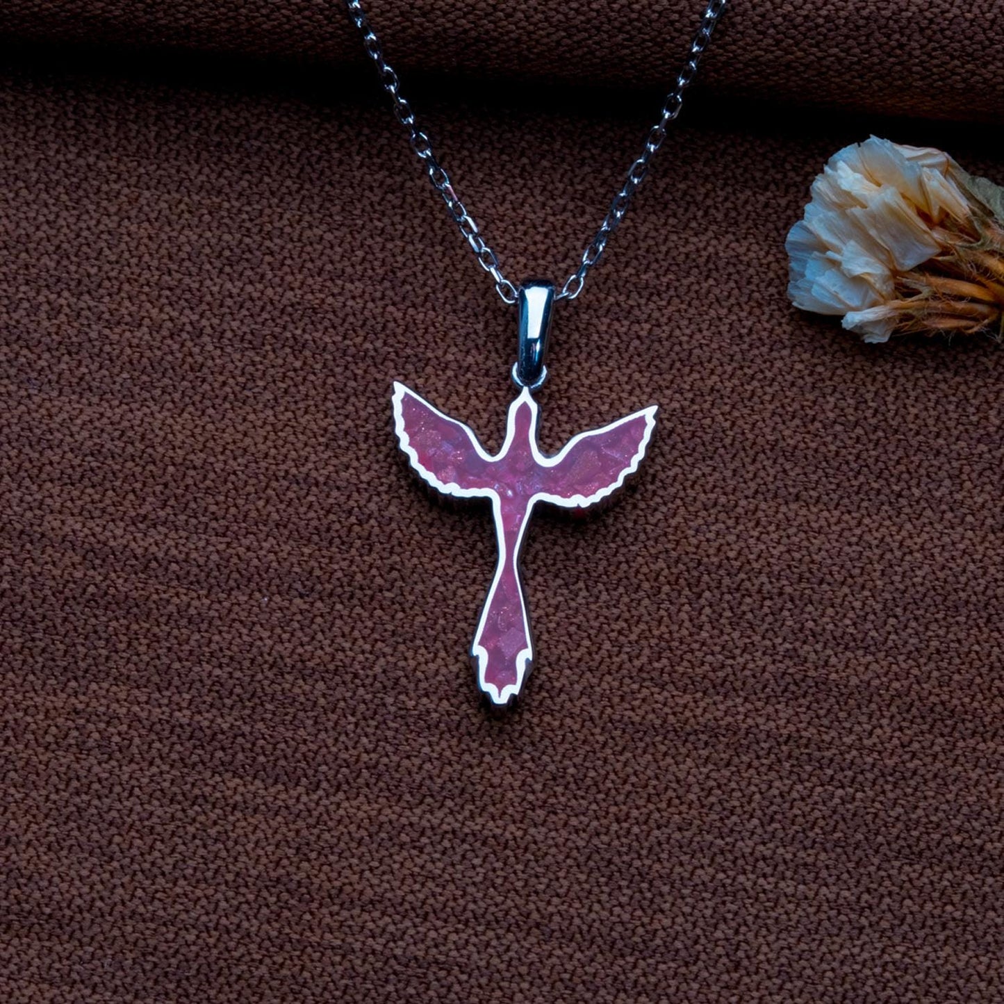 Sunstone Jasper Dove Necklace – 925 Sterling Silver Holy Spirit Pendant,Christian Bird Necklace, Religious Gift for Her,Confirmation Jewelry