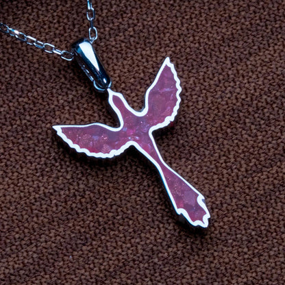 Sunstone Jasper Dove Necklace – 925 Sterling Silver Holy Spirit Pendant,Christian Bird Necklace, Religious Gift for Her,Confirmation Jewelry