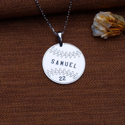Personalized Baseball Necklace – Engraved Pendant, Custom Letter or Number Necklace, Sports Jewelry, Memorial Gift,Baseball Mom,Gift for Her