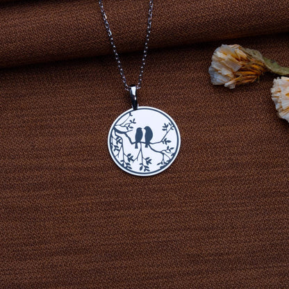 Love Birds Necklace–Dainty Couples Pendant,Custom Bird Necklace,Unique Anniversary Jewelry, Delicate Statement Necklace,Animal-Inspired Gift