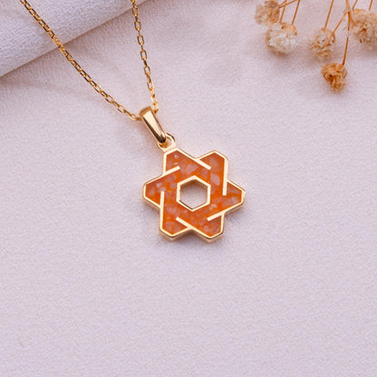 Orange Agate Pendant Necklace – Handmade Gemstone Jewelry,Carnelian Stone Necklace,Gift for Her or Him, Mother's Day Gemstone Necklace,Gift