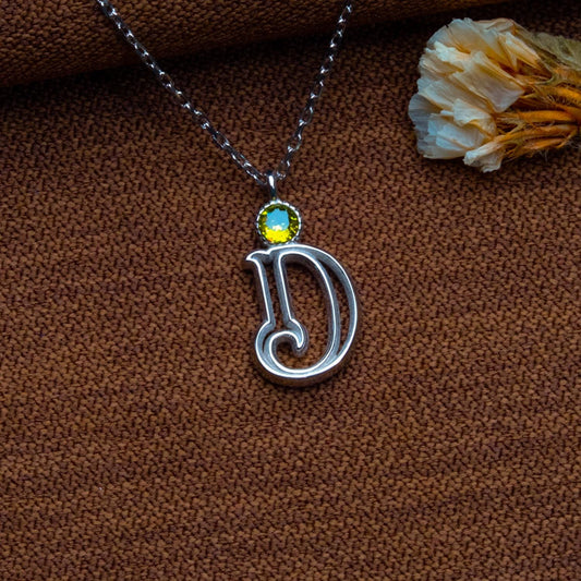 Personalized Initial Birthstone Necklace – Custom Silver Pendant,Charm Necklace,Birthstone Jewelry,Personalized Gift,Letter Necklace for Her
