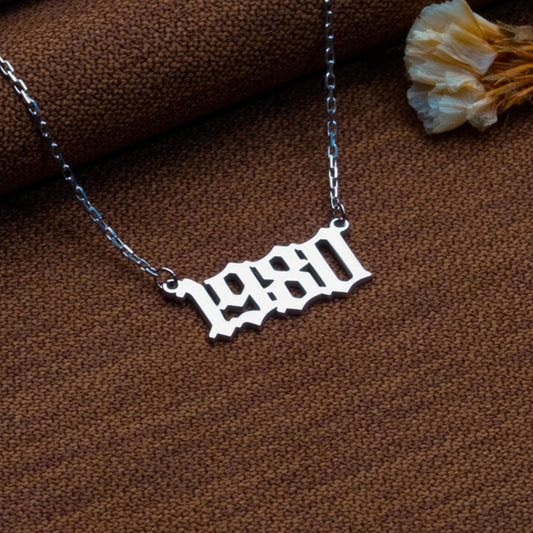 Personalized Year Necklace, Birth Year Jewelry, Custom Necklace, Engraved Gift, Initial Necklace, Memorial, Anniversary,Personalized Jewelry