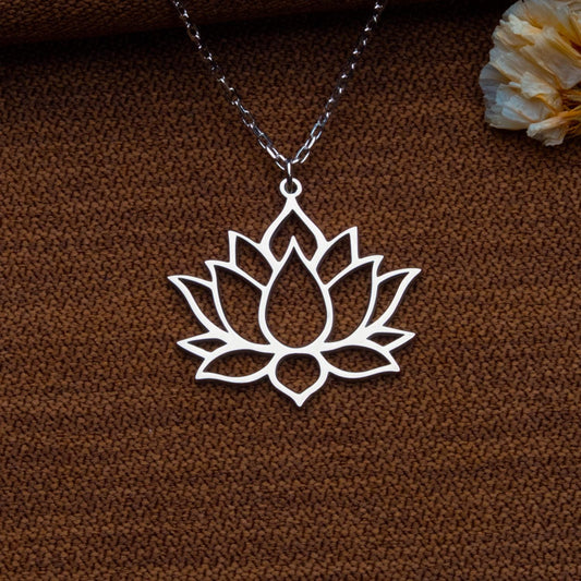 Lotus Flower Necklace – Sterling Silver Yoga Pendant, Spiritual Jewelry for Women, Minimalist Mandala Necklace, Gift for Her, Boho Jewelry