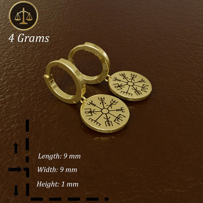 Vegvisir Compass Dangle Earrings, Viking Drop Earrings, 925 Silver Norse Protection Jewelry, Celtic Scandinavian Earrings, Handmade Gift