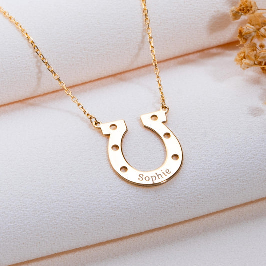 Horseshoe Necklace, Custom Nameplate Necklace, Personalized Jewelry, Gift for Women, Dainty Name Necklace, Birthday Gift Ideas-handmade