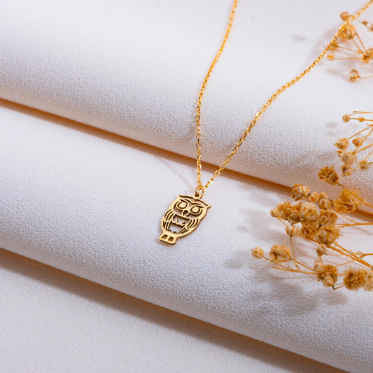 Silver Owl Necklace, Nature Jewelry, Delicate Bird Charm Necklace, Handmade Owl Gifts for Her, Mom Gift, Birthday Silver Charm Necklace